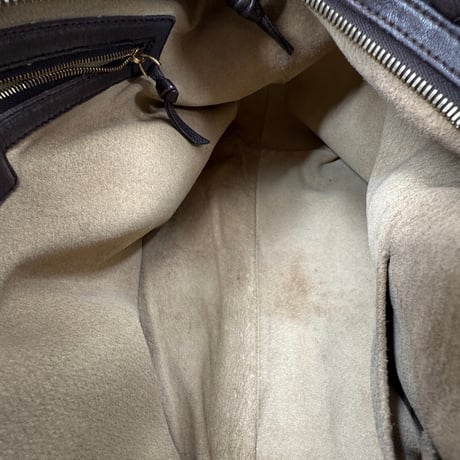 BOTTEGA VENETA イントレチャート パテントレザー ブラウン ショルダーバッグ