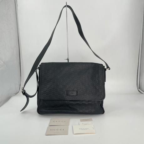 GUCCI　グッチシマ　レザー　ショルダーバッグ　ブラック