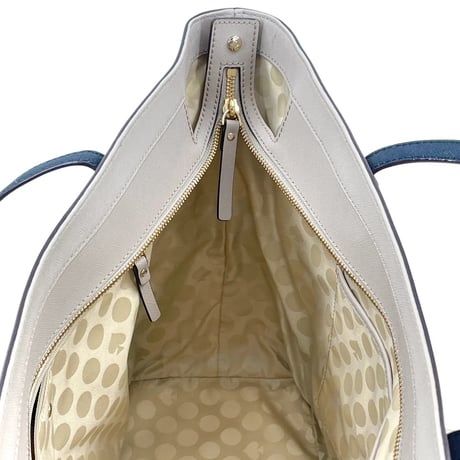 KATE SPADE New York ベージュ&ブラック レザー トートバッグ