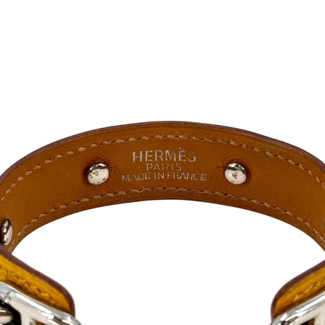 HERMES シェーヌダンクル レザー ブレスレット バングル