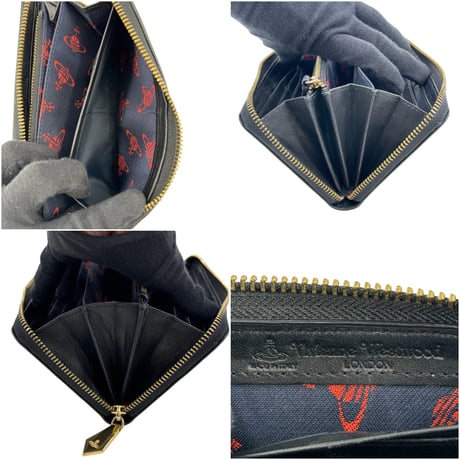 Vivienne Westwood ブラック レザー ラウンド ジッピーウォレット