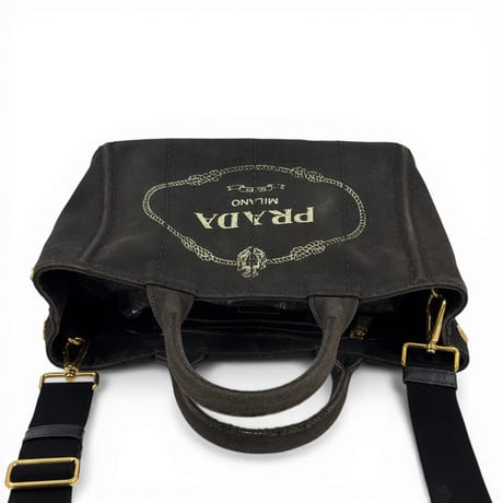 PRADA ミラノ デニム ブラック カナパ 2WAY ハンドバッグ