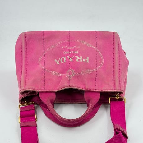 PRADA ミラノ デニム カナパ ピンク 2WAY ハンドバッグ ショルダーバッグ