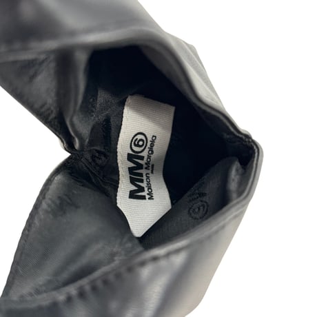 Maison Margiela ブラックレザー フォンポーチ ショルダー 4ステッチ