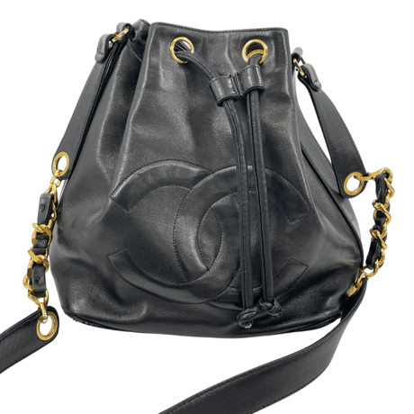 CHANEL　巾着ショルダーバッグ　ブラック