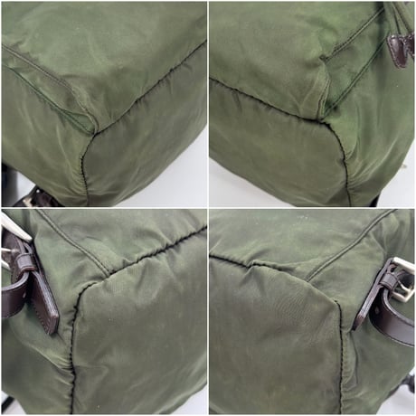 PRADA テスートナイロン ミニリュック カーキグリーン B5827F トライアングルロゴ