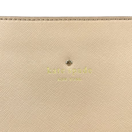 KATE SPADE New York ベージュ&ブラック レザー トートバッグ