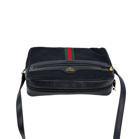 GUCCI GGキャンバス ブラック シェリーライン ヴィンテージ ショルダーバッグ