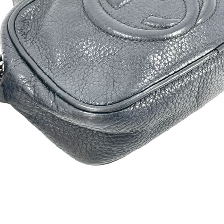 GUCCI ブラックレザー ソーホー GG ミニショルダーバッグ 347994