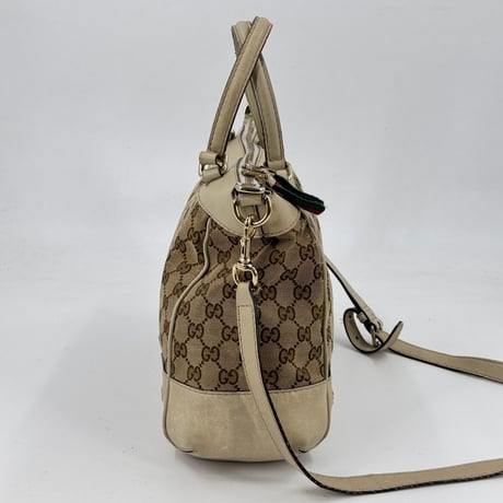 GUCCI GGキャンバス ベージュ×ホワイト シェリーライン 2WAY