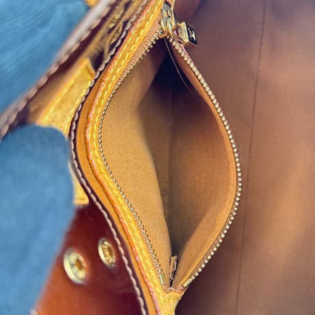 LOUIS VUITTON リードPM ヴェルニ レザー ブロンズ ハンドバッグ M91145