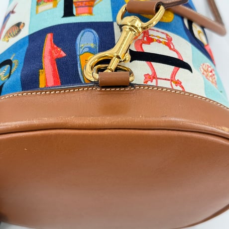 GUCCI シマレザーキャンバス ブルー 2WAY 巾着 リュック ショルダー ヴィンテージ