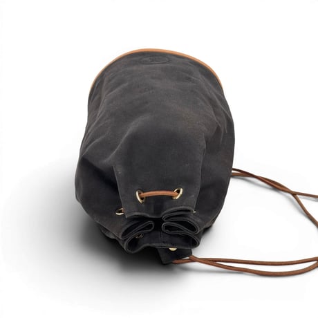 HERMES ポロションミミルPM 巾着バッグ ブラック キャンバス