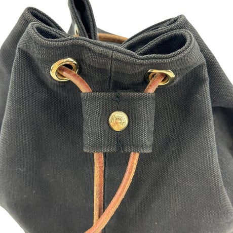HERMES ポロションミミルPM 巾着バッグ ブラック キャンバス