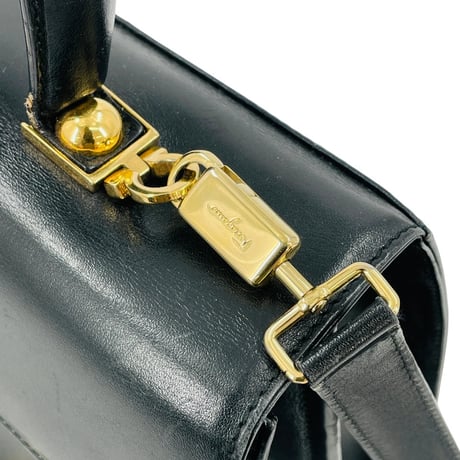 Salvatore Ferragamo ブラック レザー ガンチーニ レディース 2way ハンドバッグ