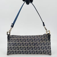 FENDI ズッキーノ キャンバス ミニホーボーバッグ ネイビー ハンドバッグ
