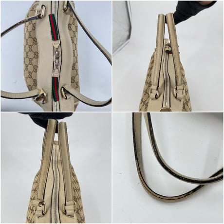 GUCCI GGキャンバス ベージュ×ホワイト シェリーライン 2WAY