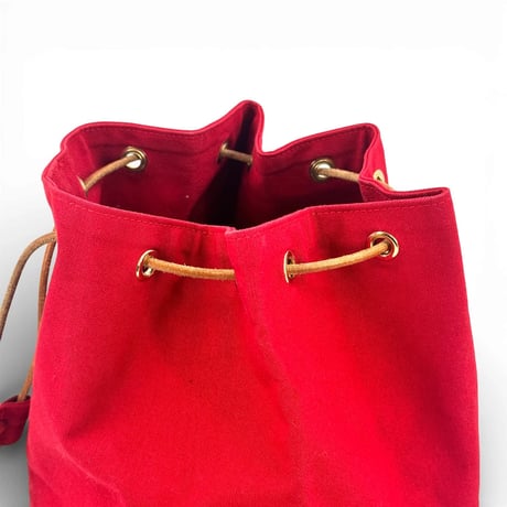 HERMES レッド キャンバス ドローストリング バックパック ポロションミミル GM