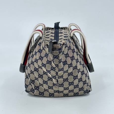 GUCCI ミニハンドバッグ GG シェリーライン ネイビー ウェビング 131228 496393