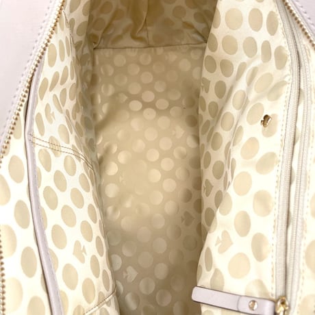 KATE SPADE New York ベージュ&ブラック レザー トートバッグ