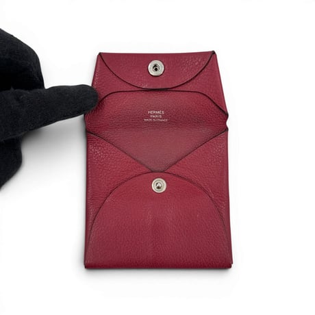 HERMES バスティア レザー レッド コインケース