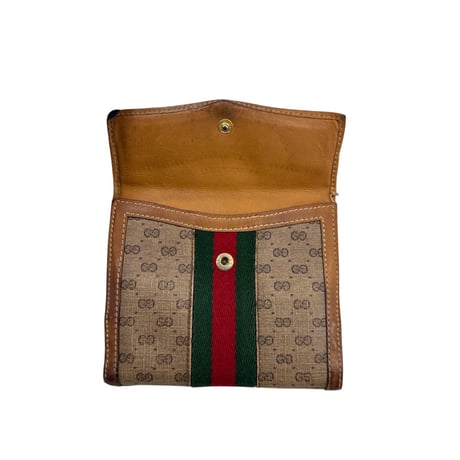 GUCCI GG キャンバス シェリーライン ヴィンテージ 二つ折り財布