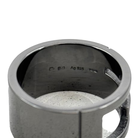 GUCCI ブラックコーティング スターリング シルバー ブランド G リング