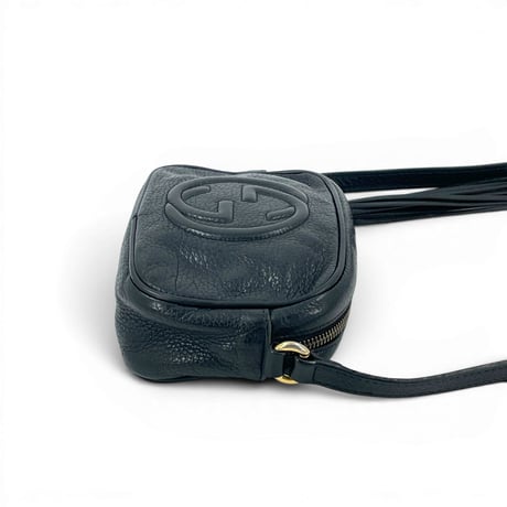 GUCCI ブラックレザー ソーホー GG ミニショルダーバッグ 347994
