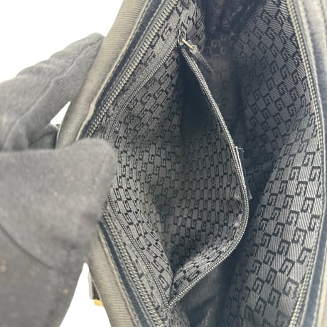 GUCCI GG ブラックキャンバス ハンドバッグ
