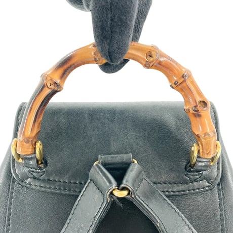 GUCCI ブラックレザー バンブー レディース バックパック