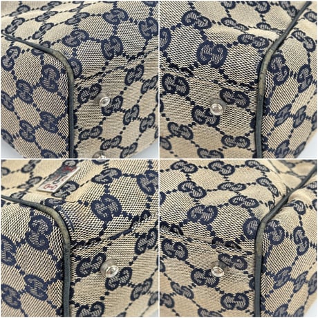 GUCCI GGキャンバス ウェビング シェリーライン トートバッグ ネイビー 131230