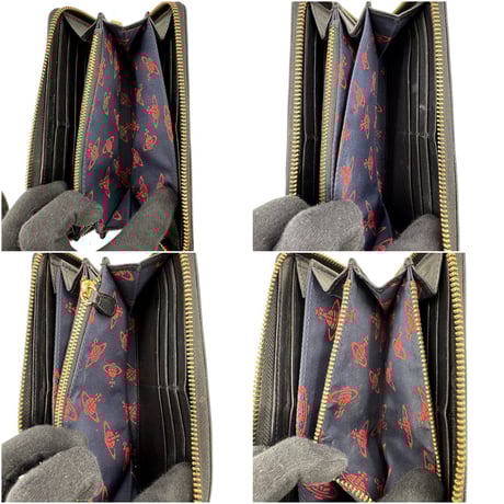 Vivienne Westwood ブラック レザー ラウンド ジッピーウォレット