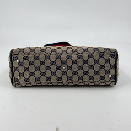 GUCCI GGキャンバス ウェビング シェリーライン トートバッグ ネイビー 131230