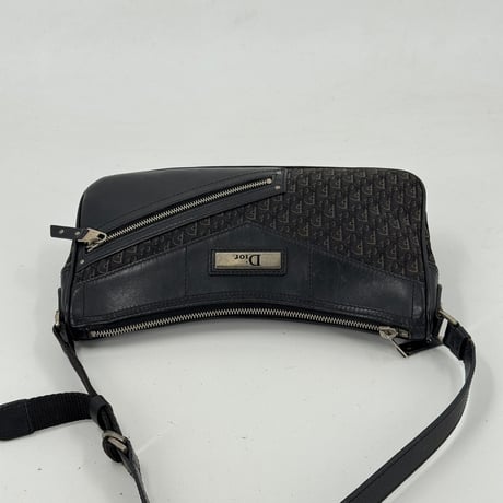 DIOR トロッター キャンバス ブラック ジッピー ワンショルダーバッグ