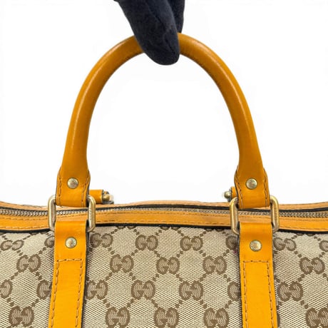 GUCCI GGキャンバス ベージュ ボストンバッグ イタリア製