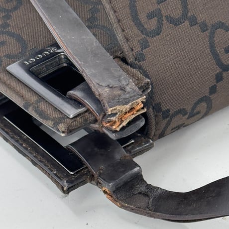 GUCCI GGナイロンキャンバス ミニショルダーバッグ ブラウン