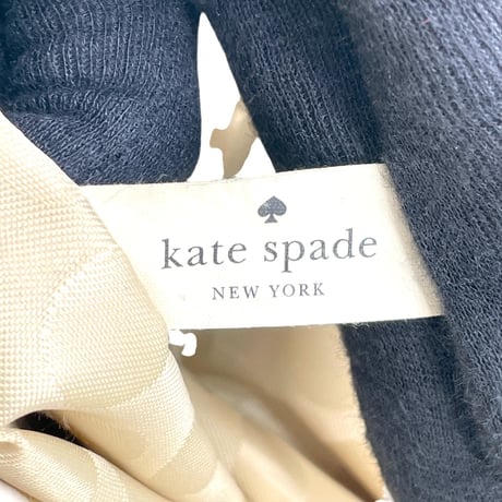 KATE SPADE New York ベージュ&ブラック レザー トートバッグ