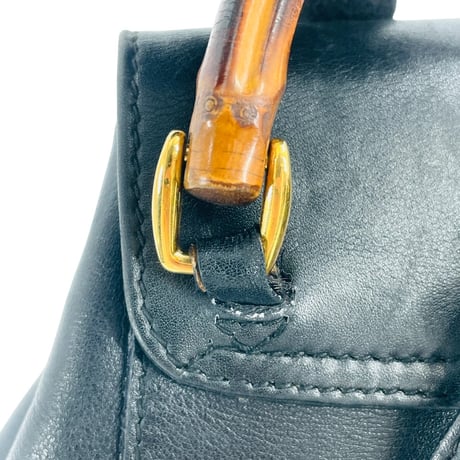 GUCCI ブラックレザー バンブー レディース バックパック