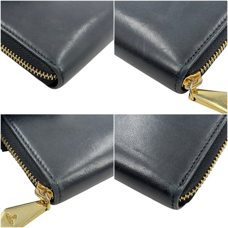 Vivienne Westwood ブラック レザー ラウンド ジッピーウォレット