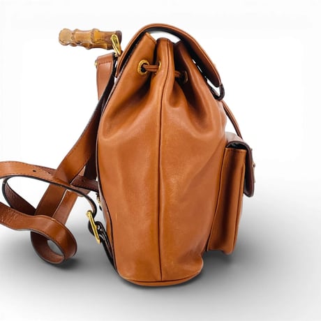 GUCCI ブラウン レザー バンブー レディース バックパック