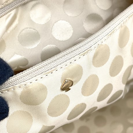 KATE SPADE New York ベージュ&ブラック レザー トートバッグ