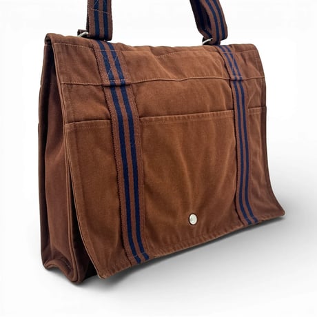 HERMES ブラウン キャンバス エールライン バサス MM ユニセックス ショルダーバッグ