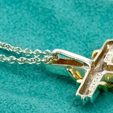 TIFFANY シルバー ネックレス 925 750 シグネチャー クロス ペンダント チェーン
