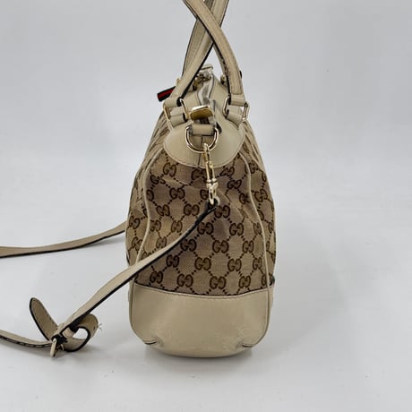 GUCCI GGキャンバス ベージュ×ホワイト シェリーライン 2WAY