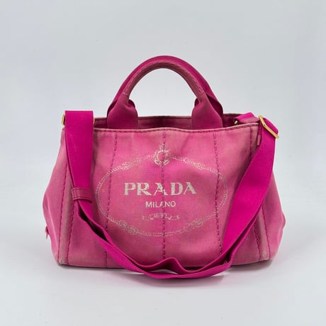 PRADA ミラノ デニム カナパ ピンク 2WAY ハンドバッグ ショルダーバッグ