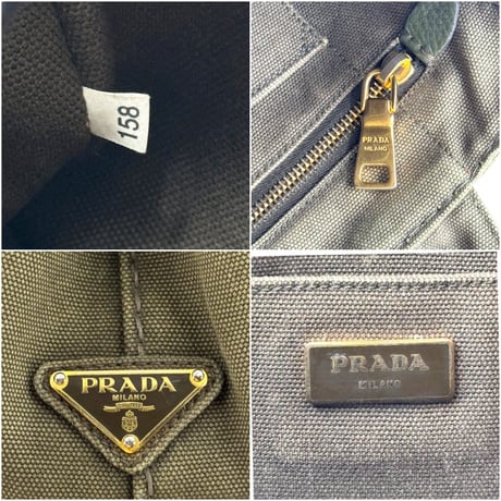 PRADA カナパ ミニキャンバス カーキグリーン トートバッグ カード付き 1BG439