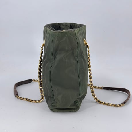 PRADA ナイロン チェーン トートバッグ ゴールド金具 トライアングルロゴ