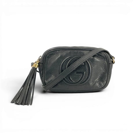 GUCCI ブラックレザー ソーホー GG ミニショルダーバッグ 347994