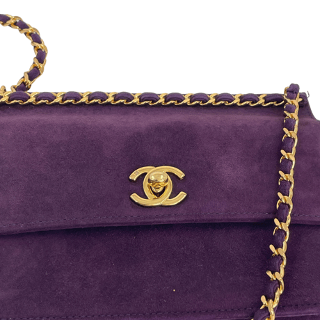 CHANEL　ハンドバッグ　スエード　パープル