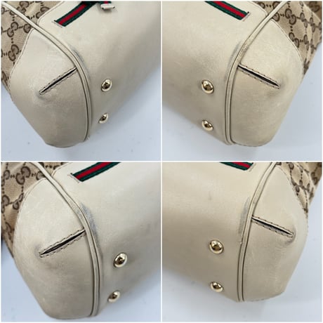 GUCCI GGキャンバス ベージュ×ホワイト シェリーライン 2WAY